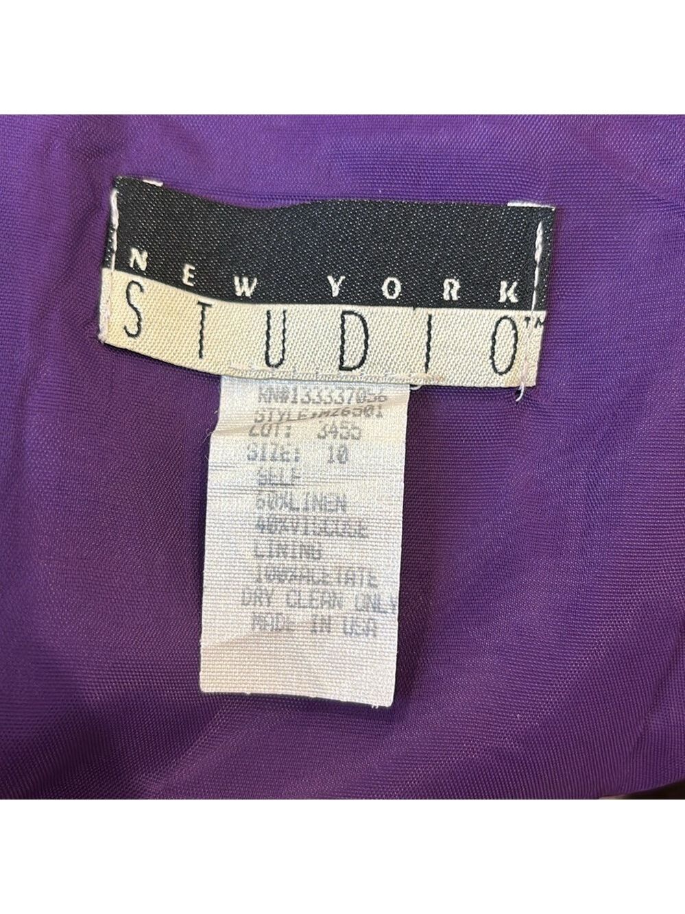 90s NEW YORK STUDIO PURPLE LINEN BLEND SLEEVELESS FITTED SHEATH DRESS SZ 10 - Picture 6 of 6
